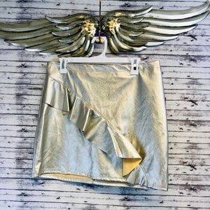 5/$25 NWT Sz 14 Faux Leather Silver Mini Skirt